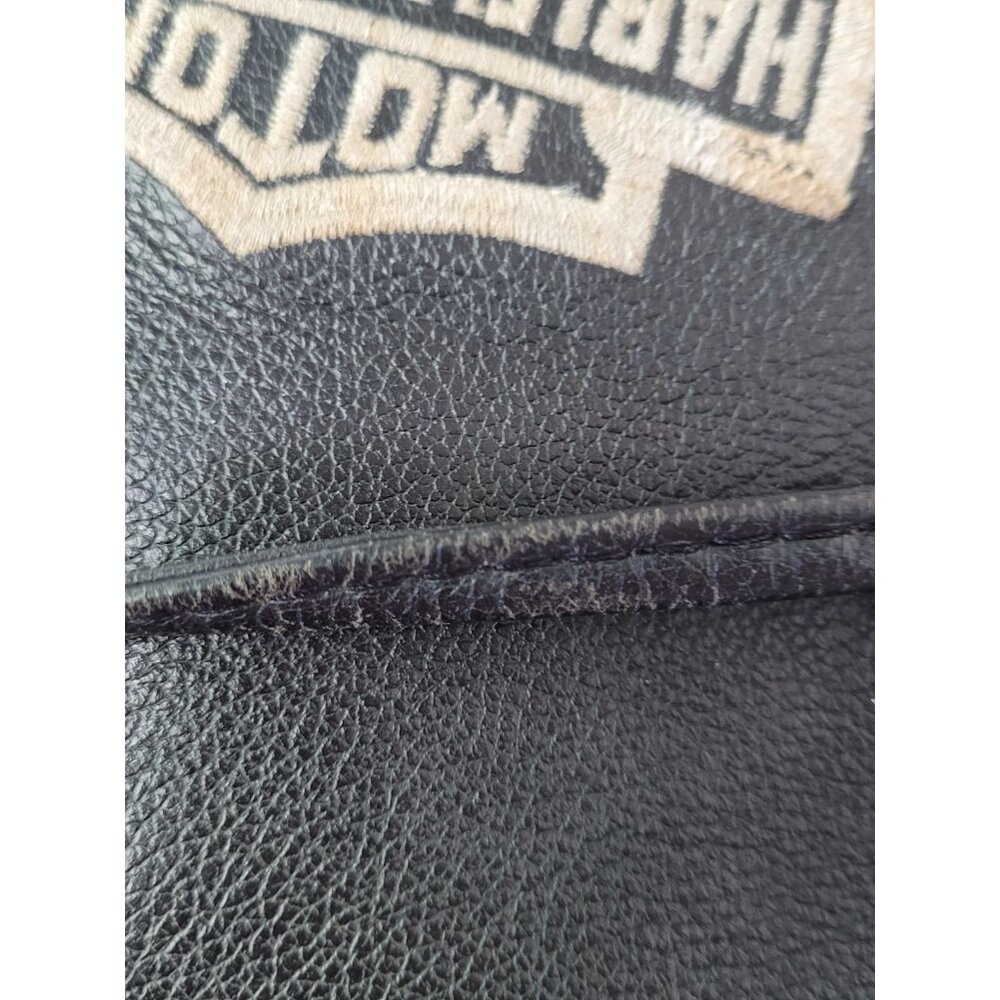 Vintage Harley Davidson Black Embroidered Logo Leather Shoulder Bag Purse Tote - Picture 8 of 16